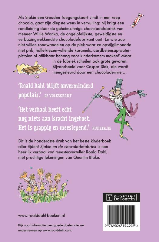 Achterkant van Sjakie en de chocoladefabriek
