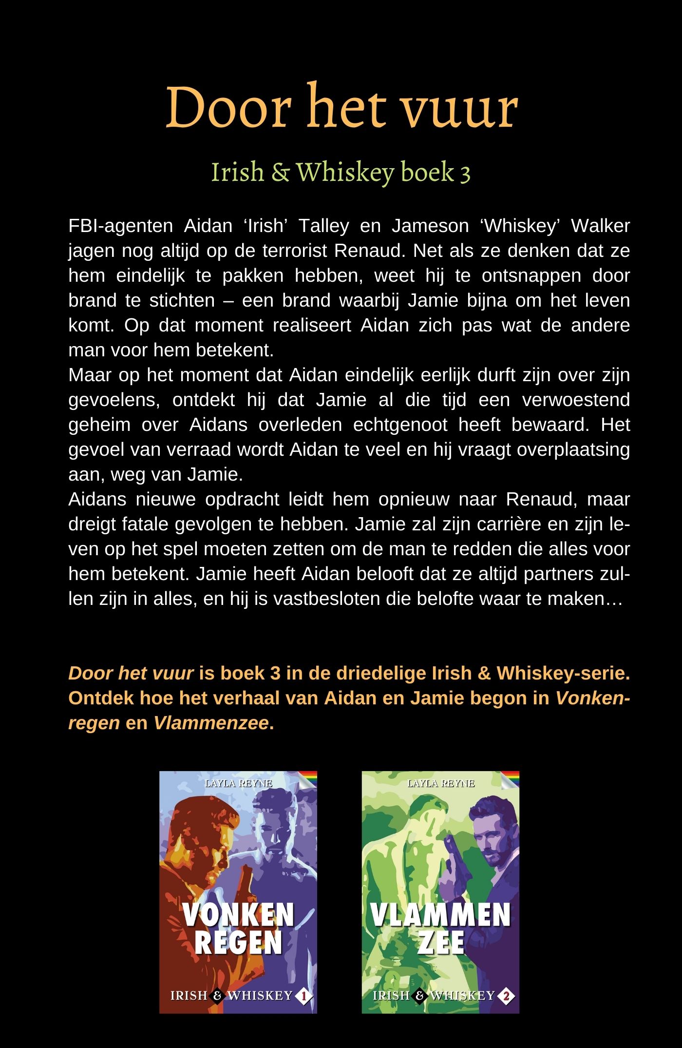 Achterkant van Door het vuur