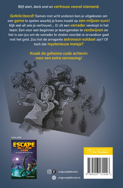 Achterkant van Het mysterie op het ruimteschip