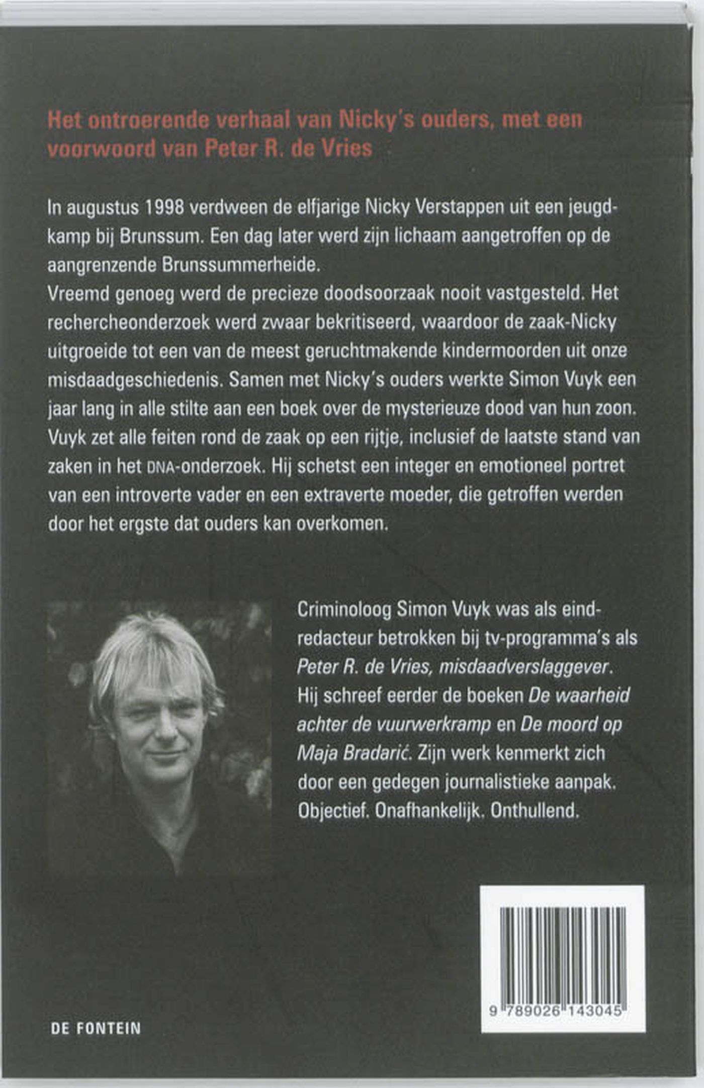 Achterkant van De mysterieuze dood van Nicky Verstappen