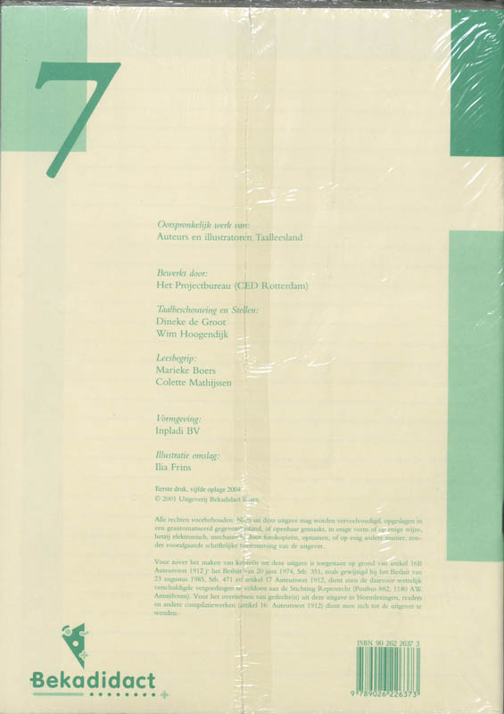 Achterkant van Taaltoetsboek
