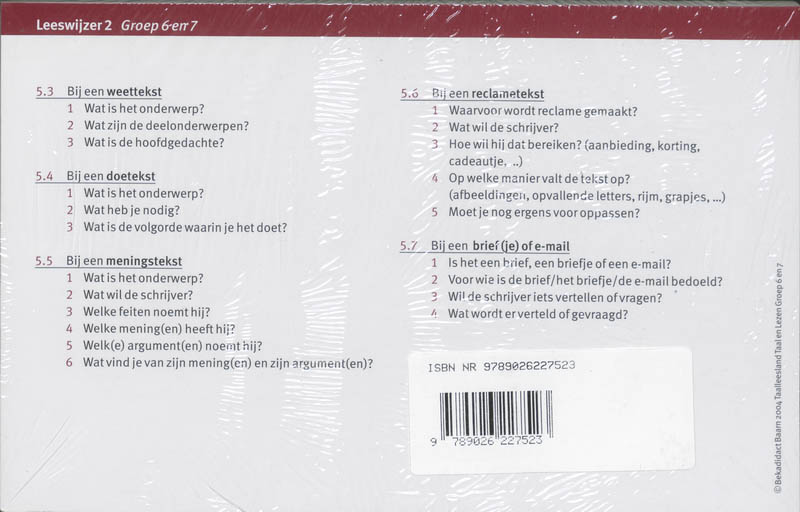 Achterkant van Leeswijzer