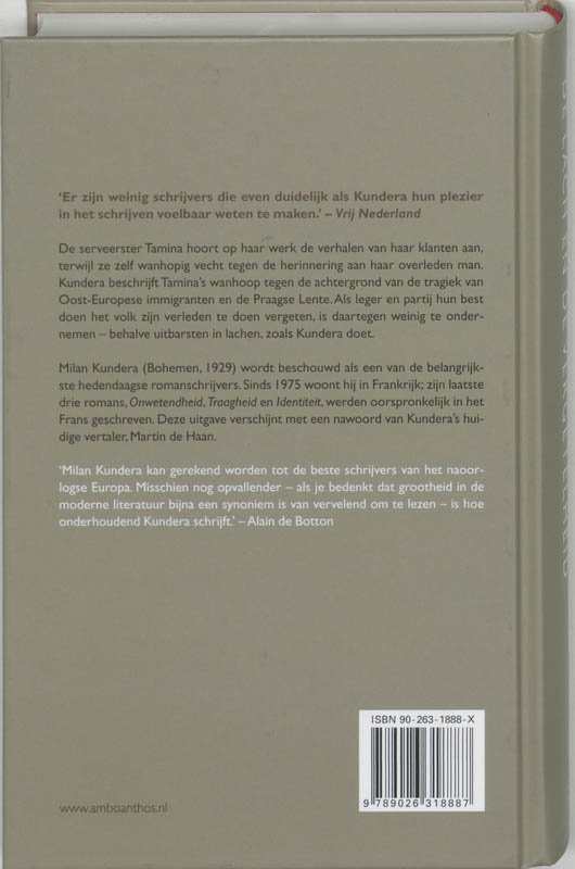 Achterkant van Het boek van de lach en de vergetelheid
