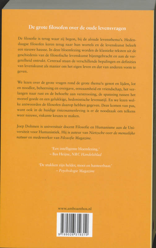 Achterkant van Over levenskunst