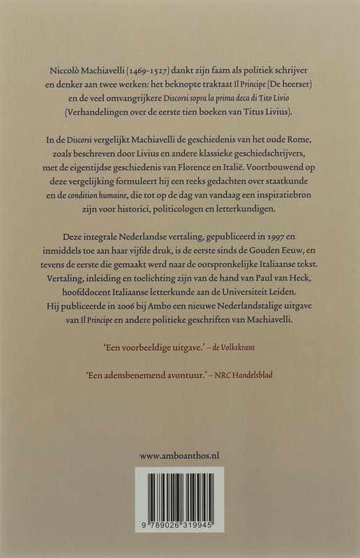 Achterkant van Discorsi