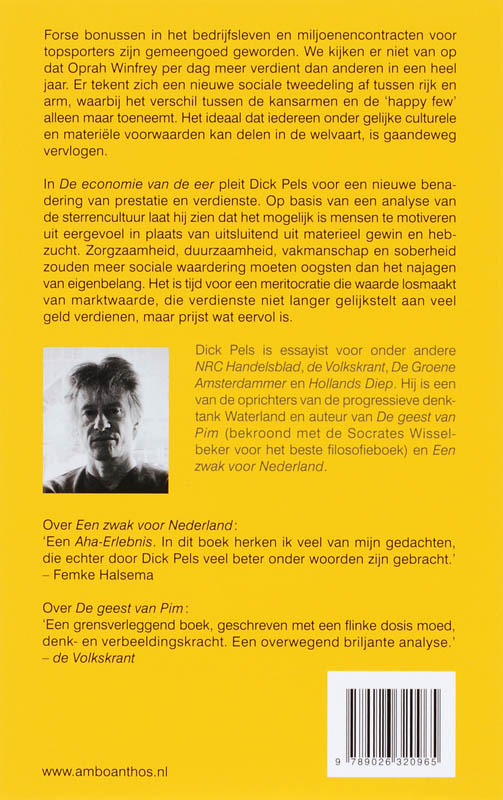 Achterkant van De economie van de eer
