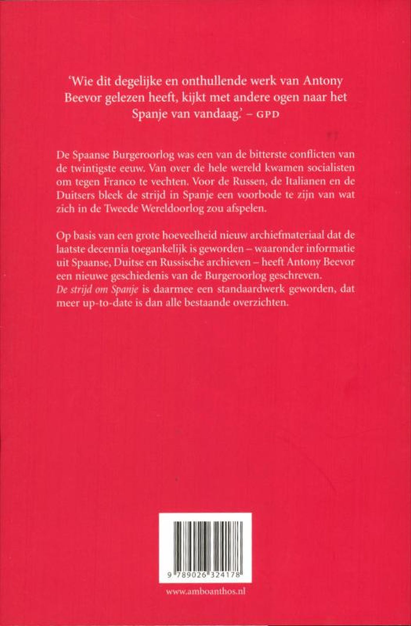 Achterkant van De strijd om Spanje