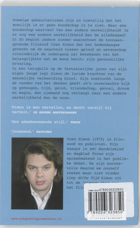 Achterkant van Zo begint iedere ziener