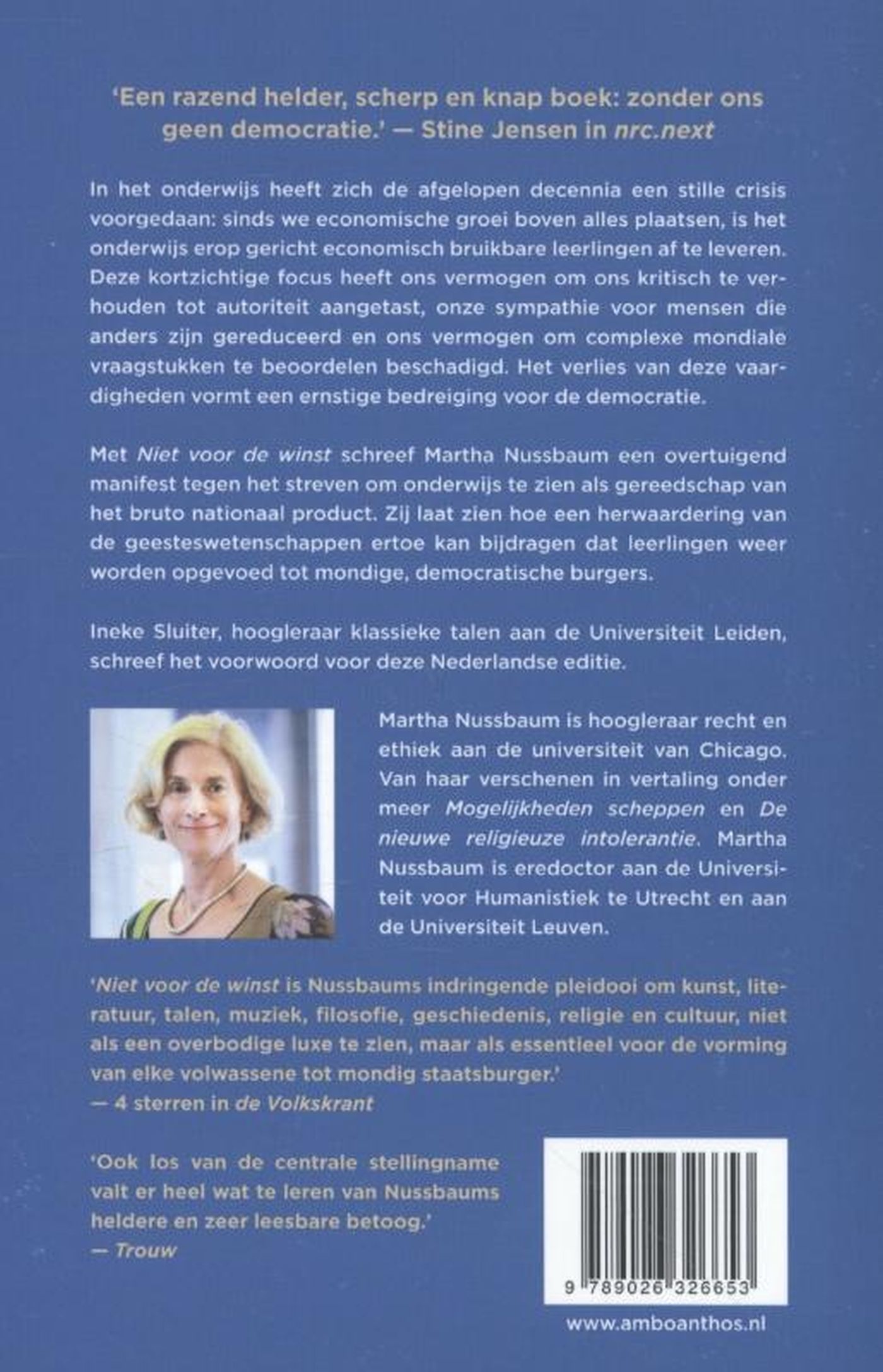 Achterkant van Niet voor de winst
