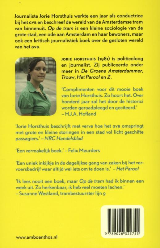 Achterkant van Op de tram
