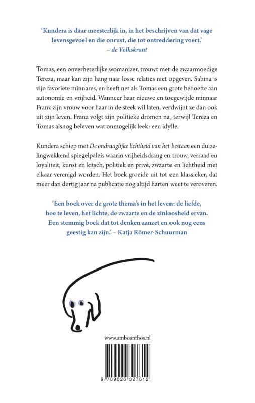 Achterkant van De ondraaglijke lichtheid van het bestaan