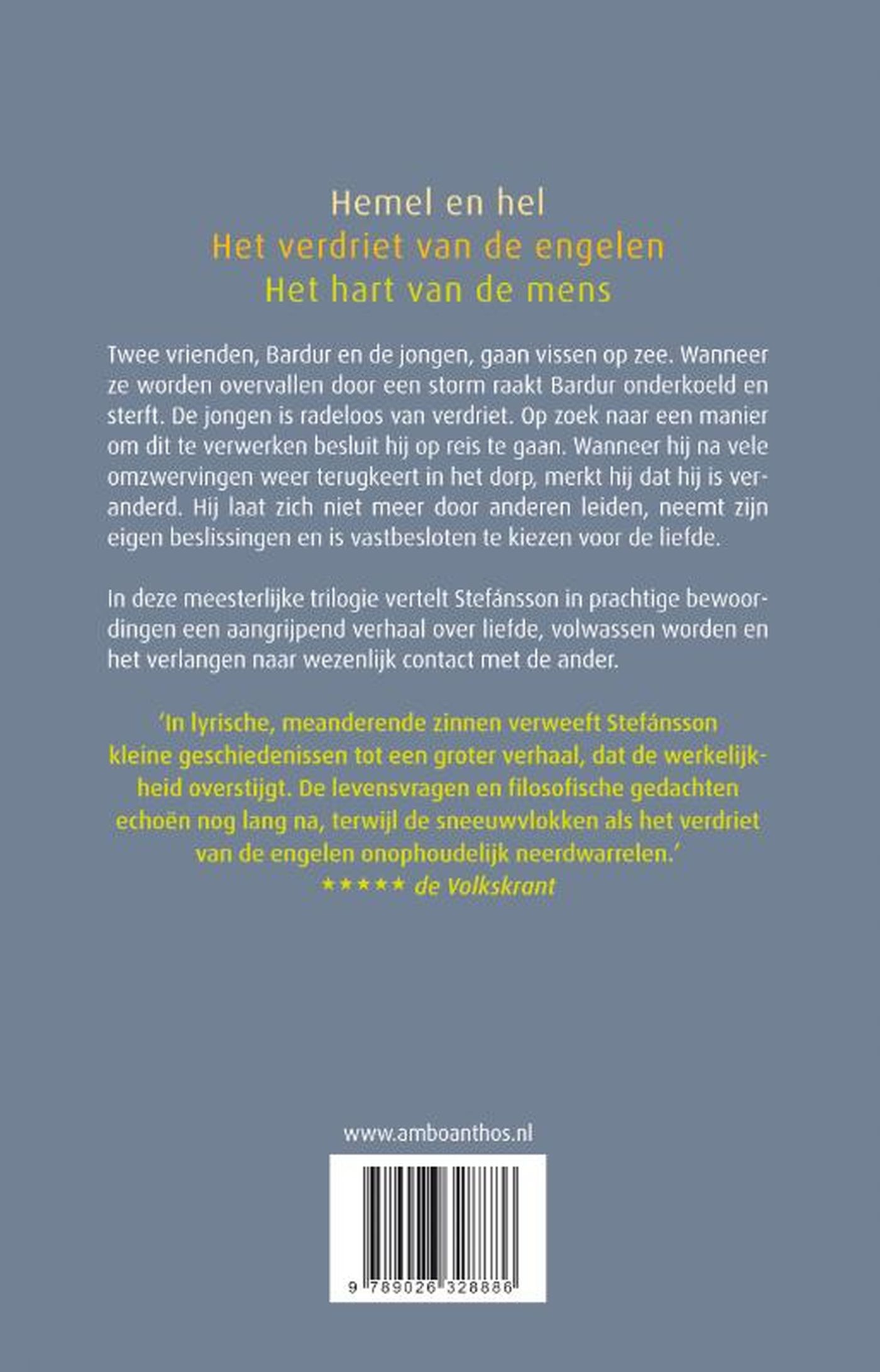 Achterkant van Hemel en hel, het verdriet van de engelen, het hart van de mens