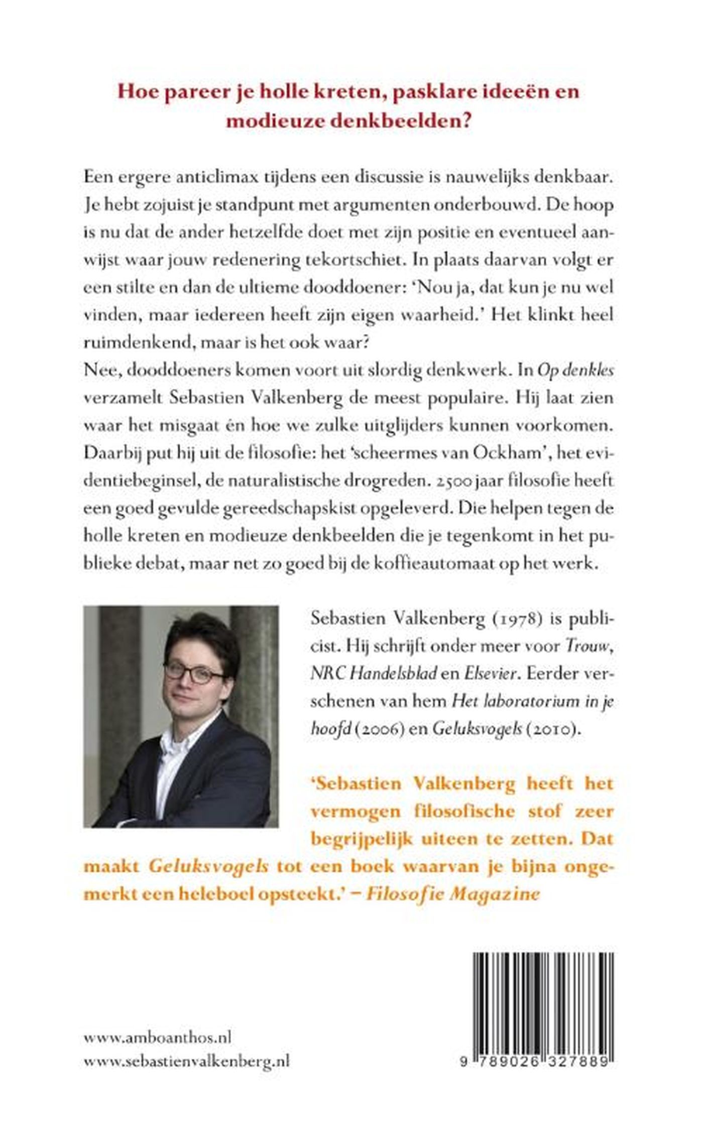 Achterkant van Op denkles