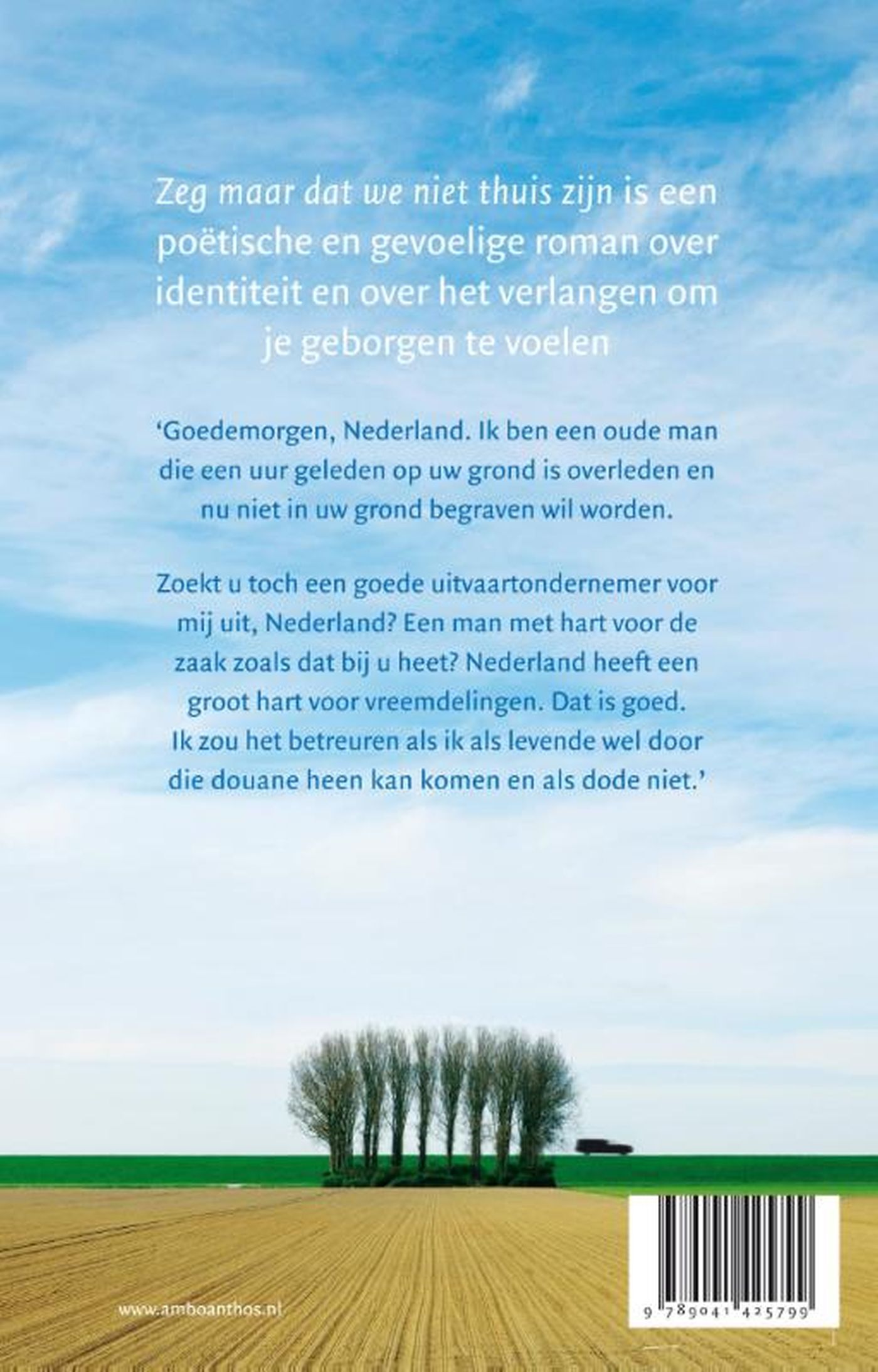 Achterkant van Zeg maar dat we niet thuis zijn