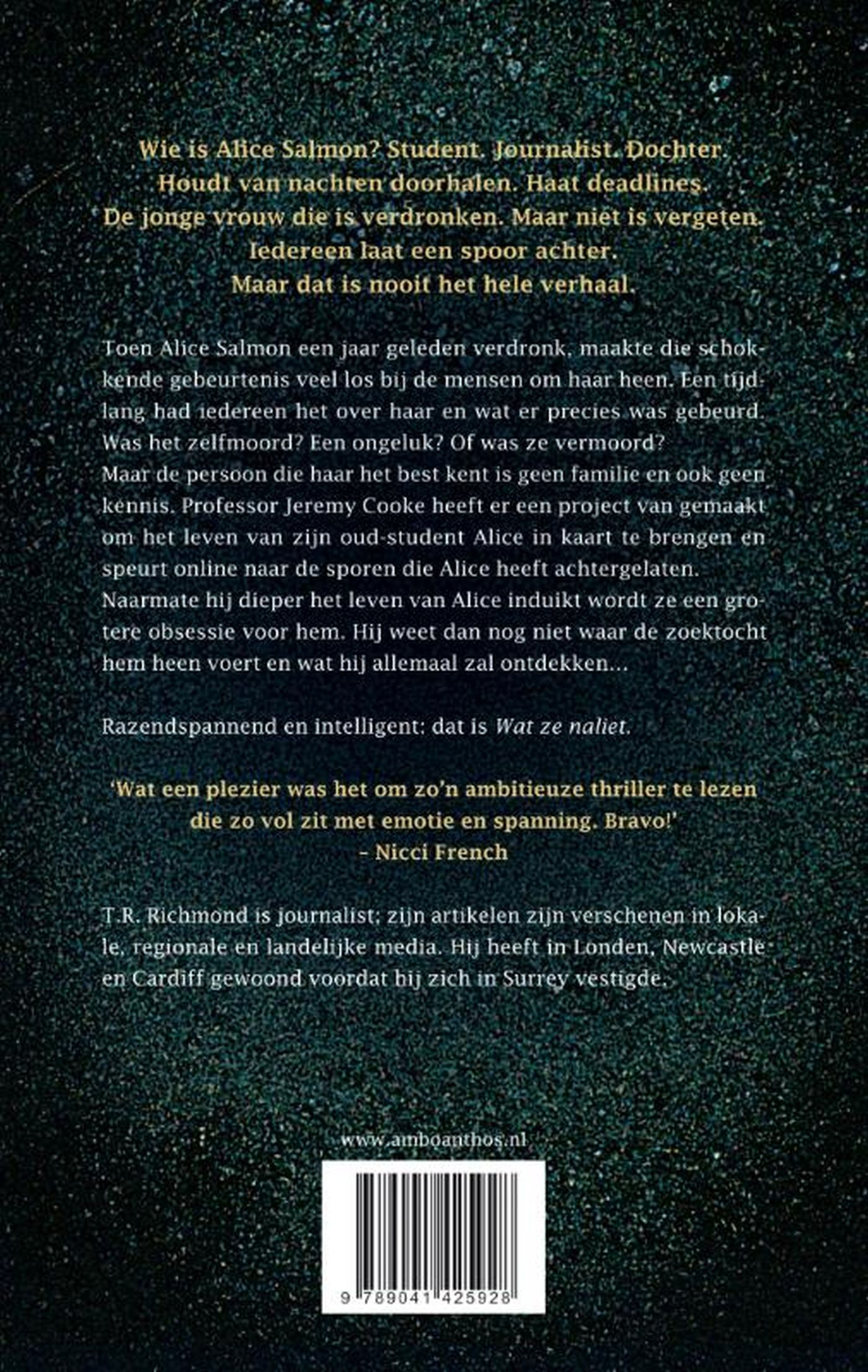 Achterkant van Wat ze naliet