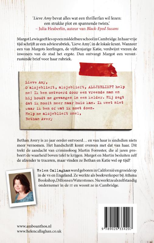 Achterkant van Lieve Amy