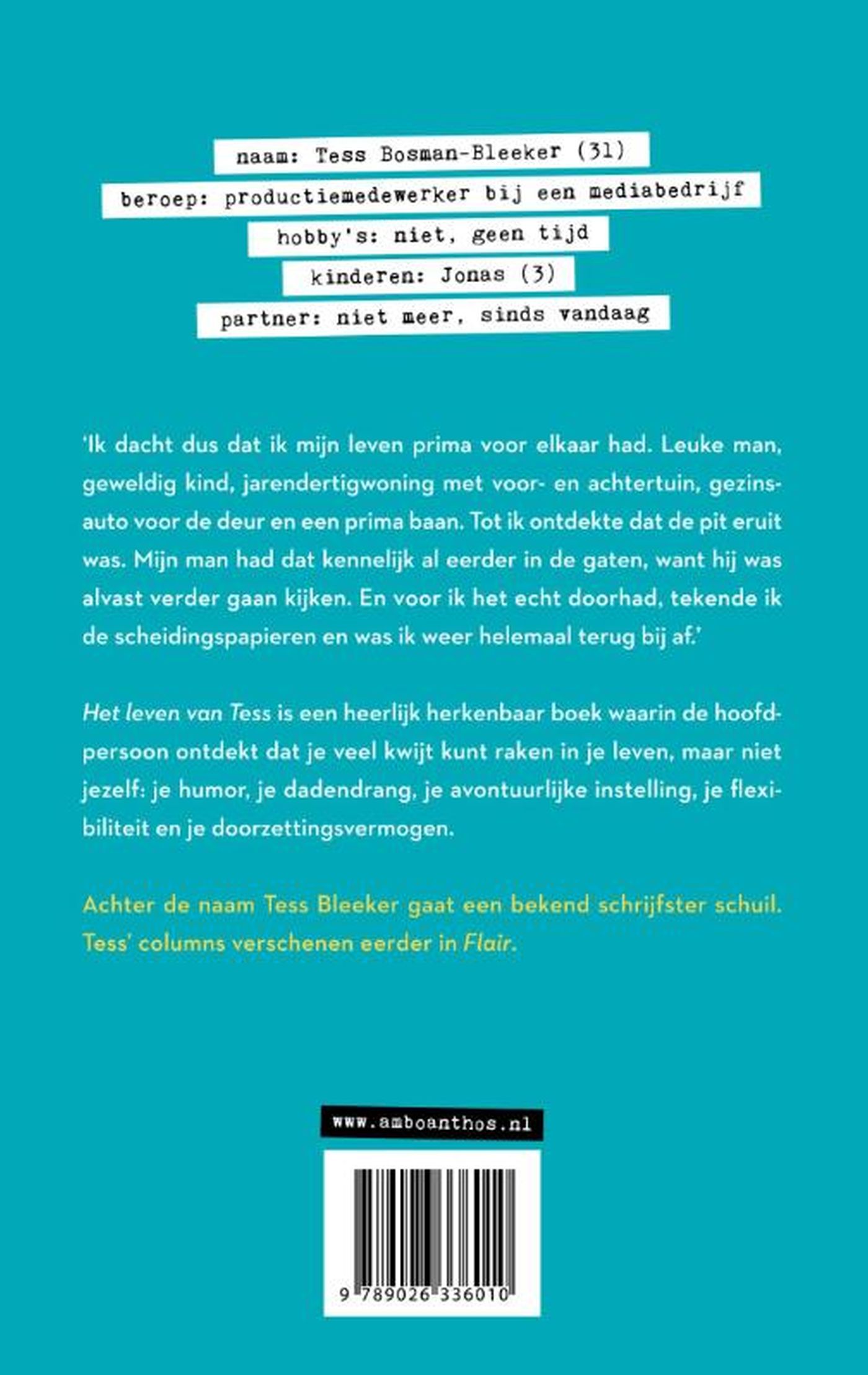 Achterkant van Het leven van Tess