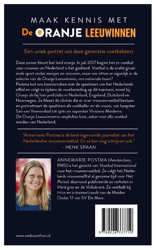 Achterkant van De Oranje leeuwinnen
