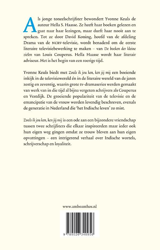 Achterkant van Zoals ik jou ken, ken jij mij