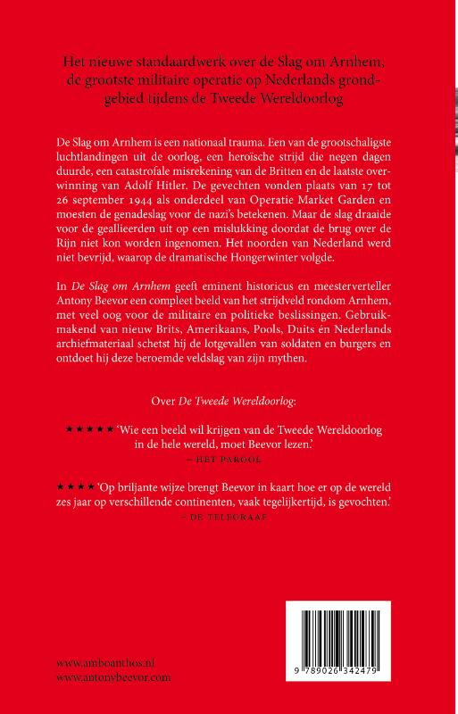 Achterkant van De slag om Arnhem