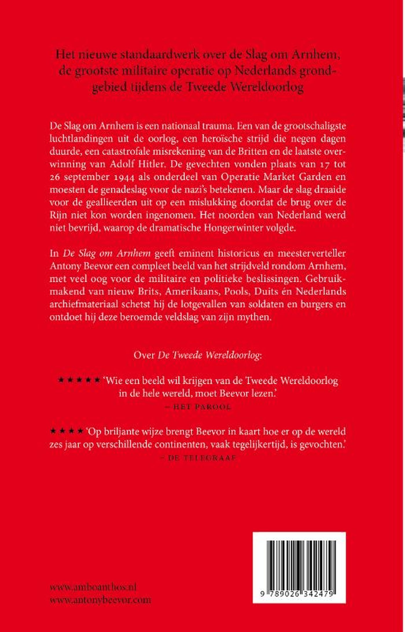 Achterkant van De slag om Arnhem