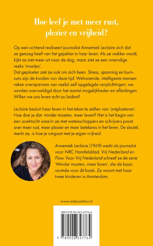 Achterkant van Minder moeten, meer leven
