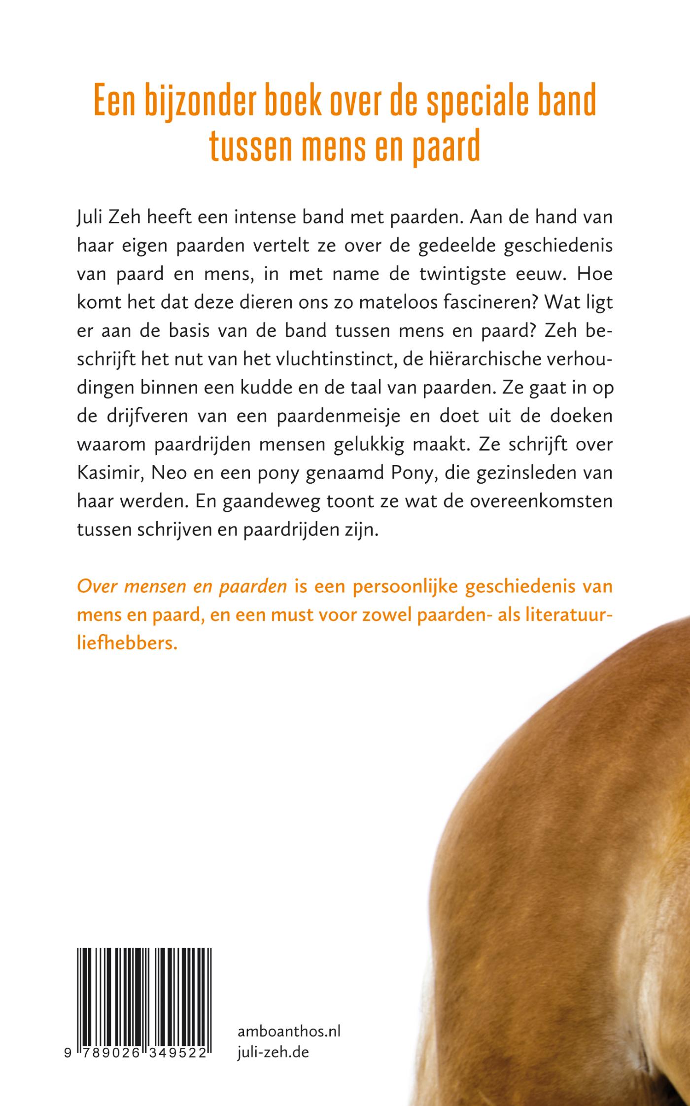 Achterkant van Over mensen en paarden