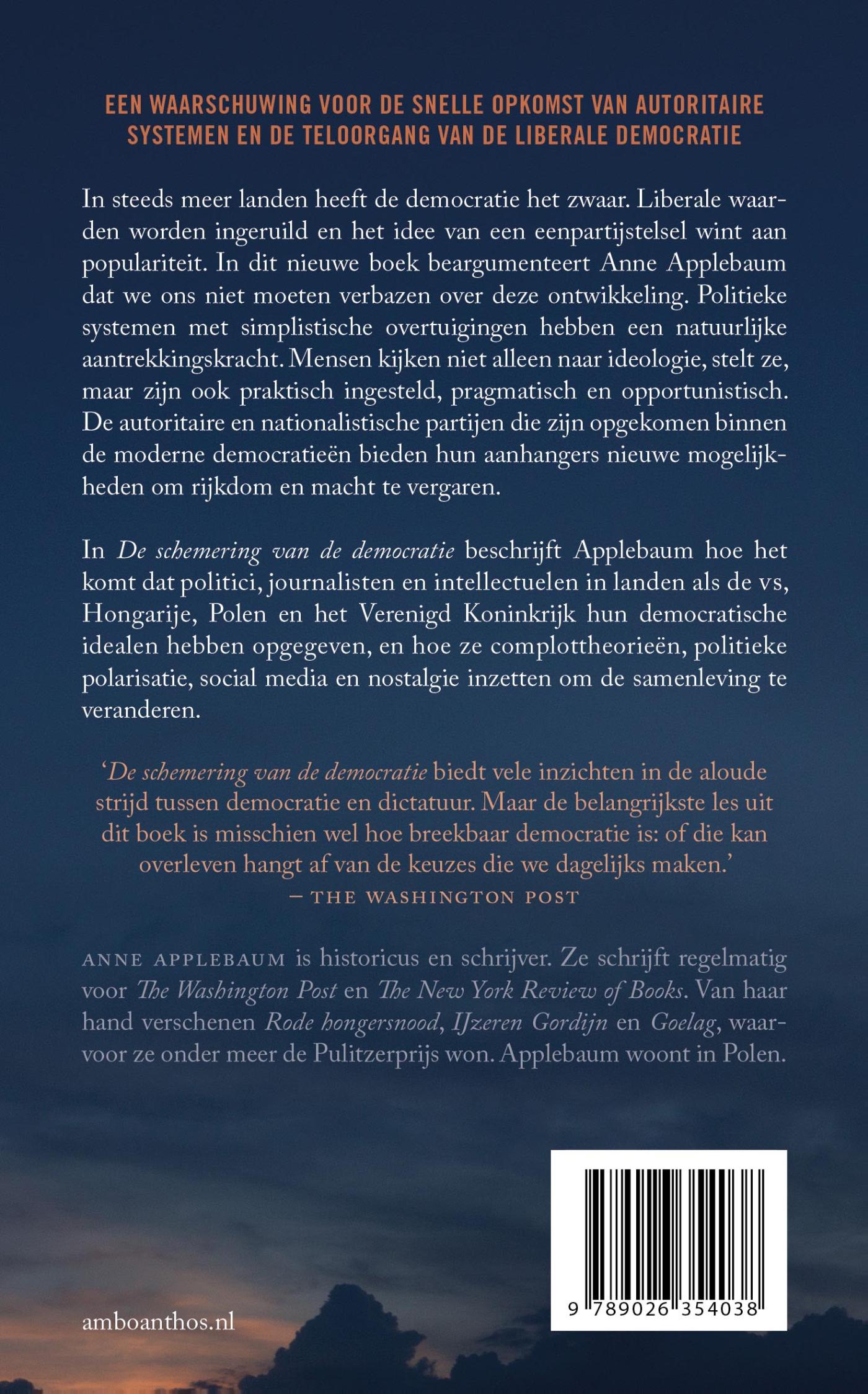 Achterkant van De schemering van de democratie