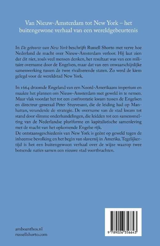 Achterkant van De geboorte van New York