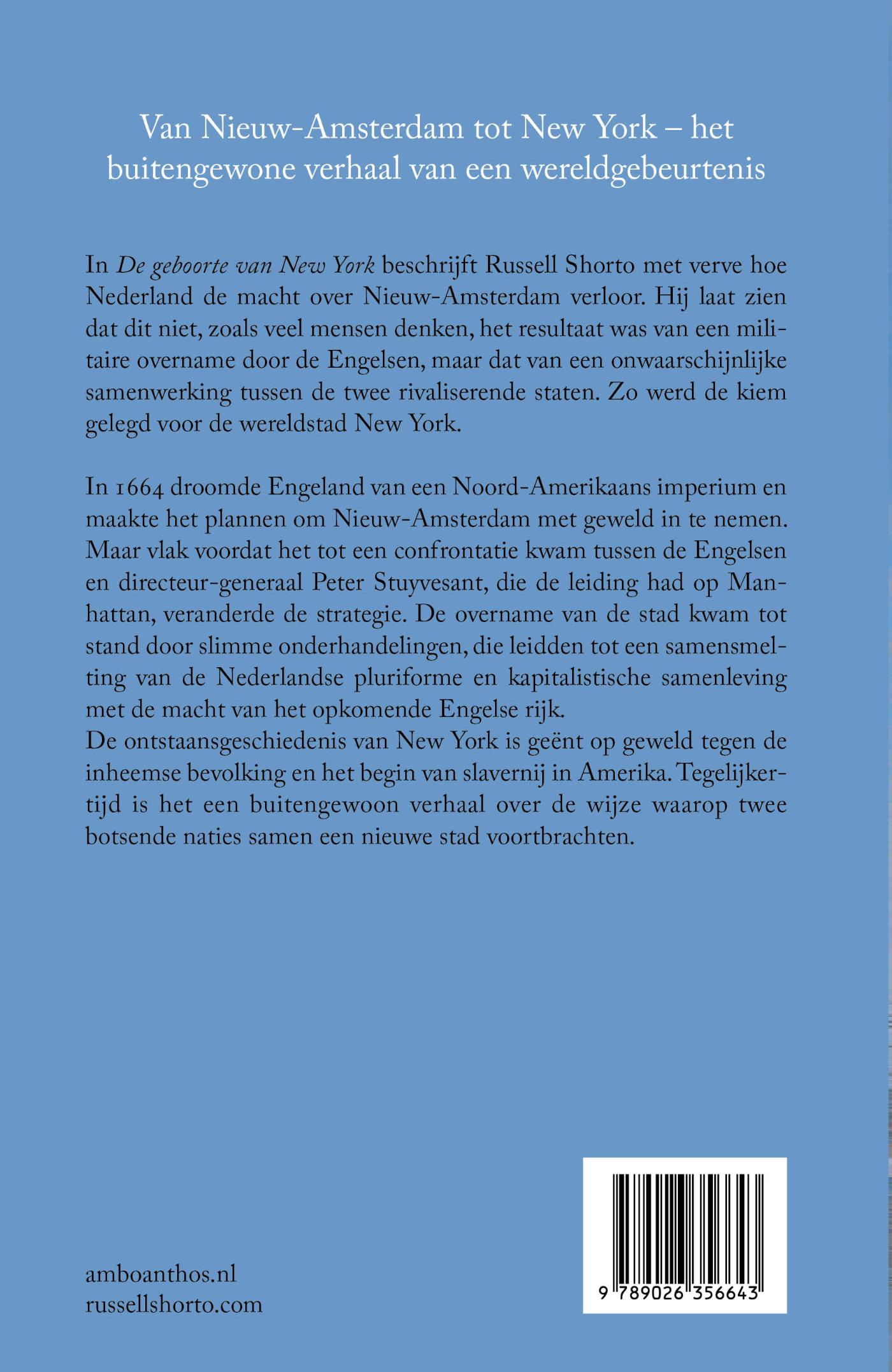 Achterkant van De geboorte van New York