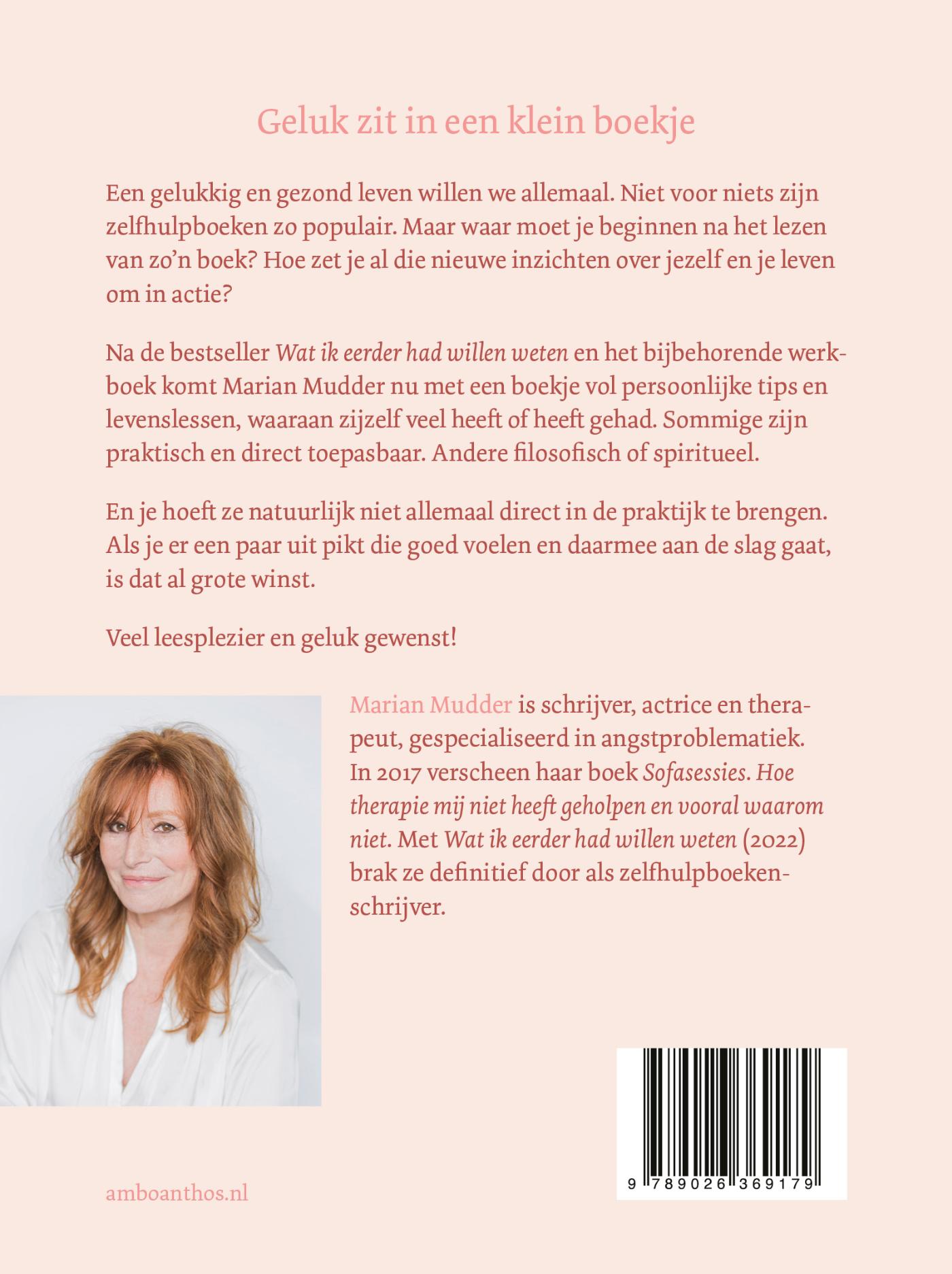 Achterkant van Geluk zit in een klein boekje