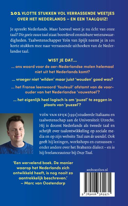 Achterkant van Die goeie ouwe taal