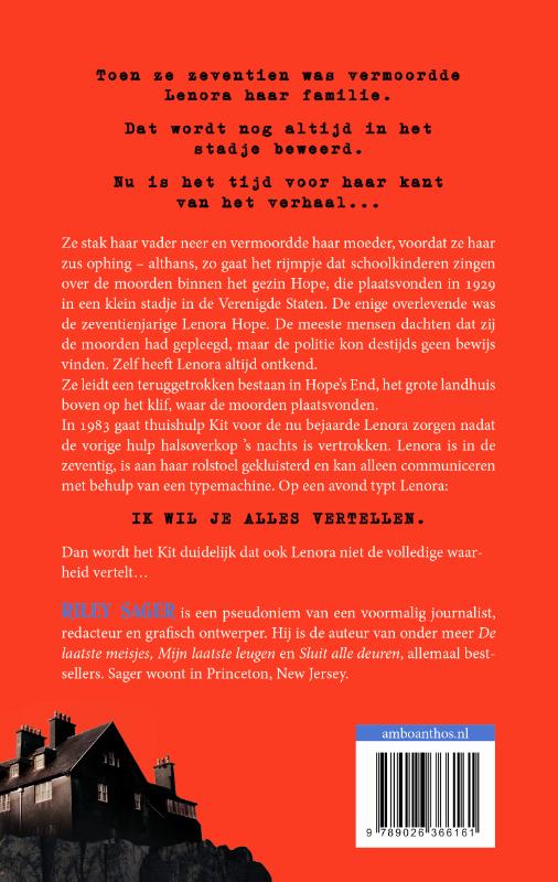 Achterkant van De enige die overbleef