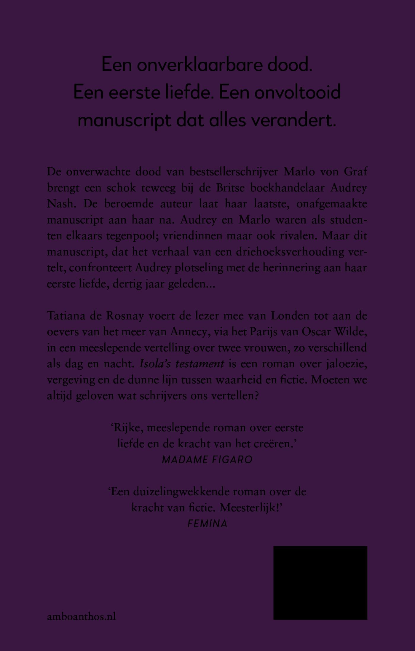 Achterkant van Isola's testament