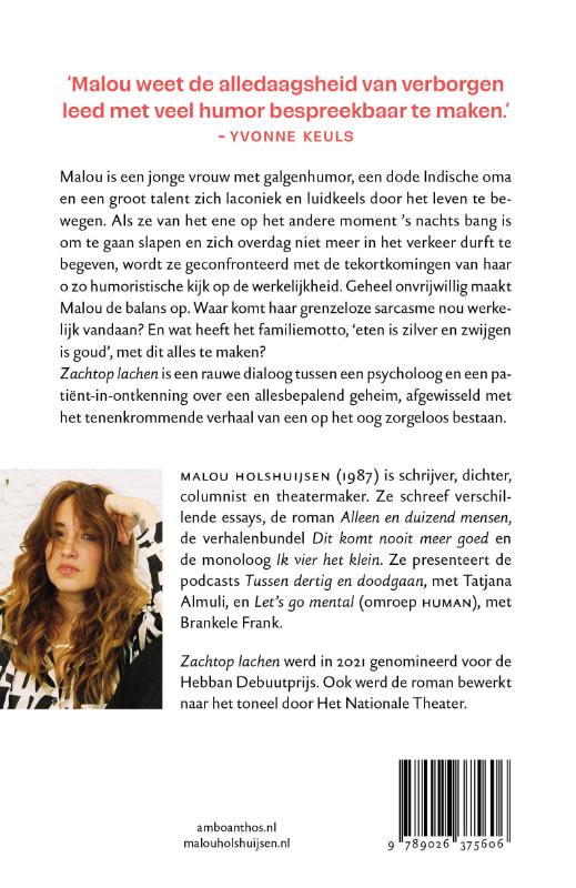Achterkant van Zachtop lachen
