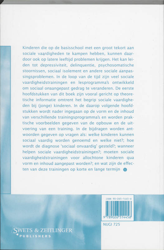 Achterkant van Sociale vaardigheidstrainingen voor kinderen