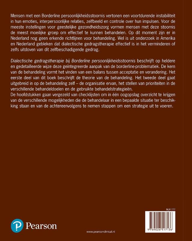Achterkant van Dialectische gedragstherapie bij Borderline persoonlijkheidsstoornis