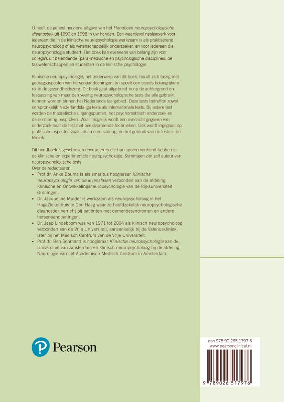 Achterkant van Handboek neuropspychologische diagnostiek
