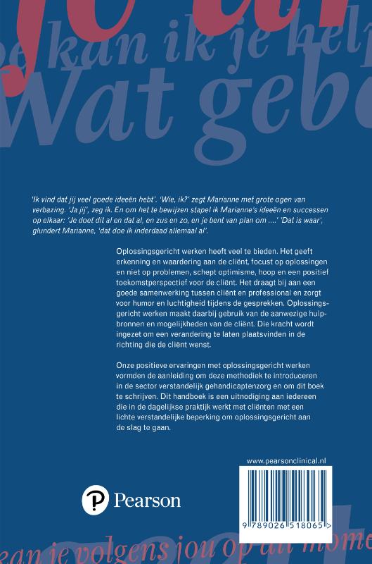 Achterkant van Handboek oplossingsgericht werken met licht verstandelijk beperkte clienten