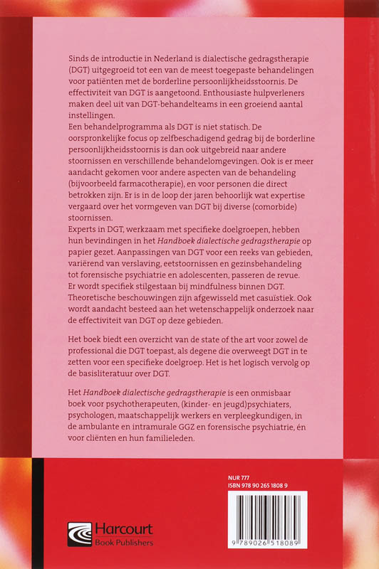 Achterkant van Handboek dialectische gedragstherapie