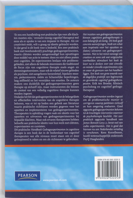 Achterkant van Gedragsexperimenten in cognitieve therapie