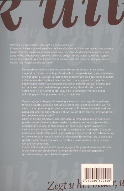 Achterkant van Handboek oplossingsgerichte gespreksvoering met ouderen