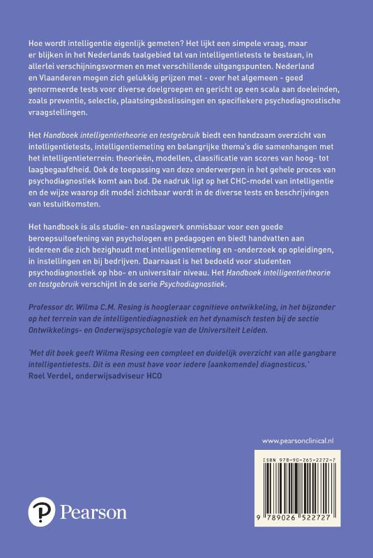Achterkant van Handboek intelligentietheorie en testgebruik