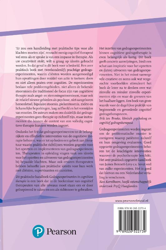 Achterkant van Gedragsexperimenten in cognitieve therapie