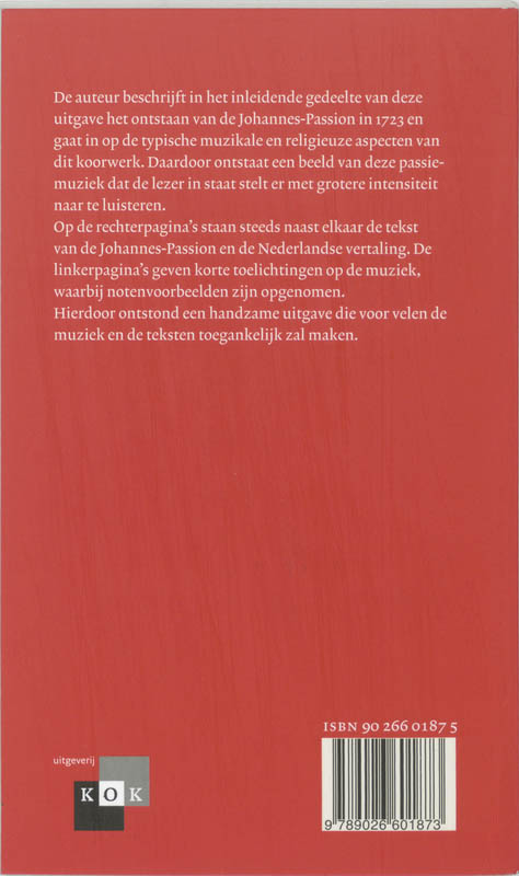 Achterkant van Johannes passion van bach