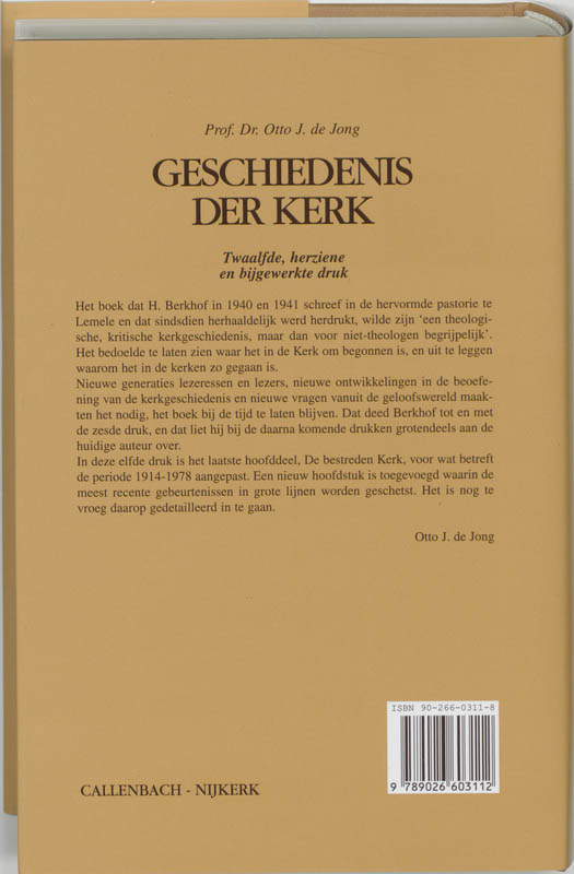 Achterkant van Geschiedenis der kerk