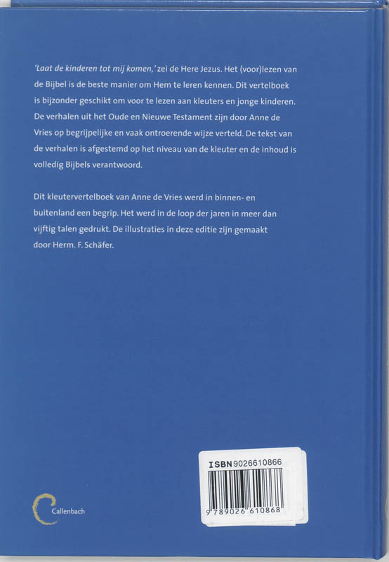 Achterkant van Kleutervertelboek voor de bijbelse geschiedenis