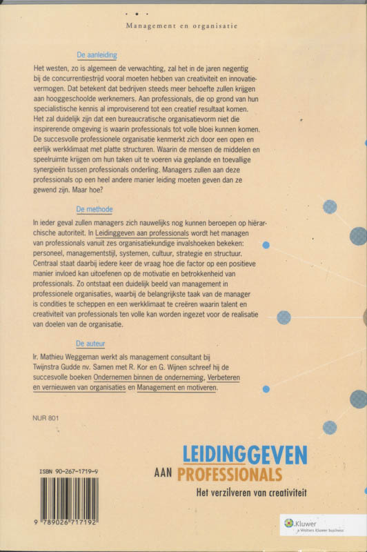 Achterkant van Leidinggeven aan professionals