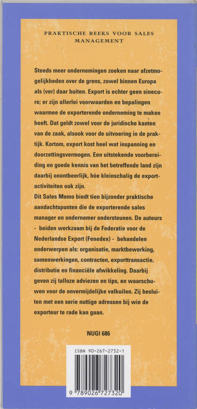 Achterkant van De eerste 10 stappen naar exportsucces