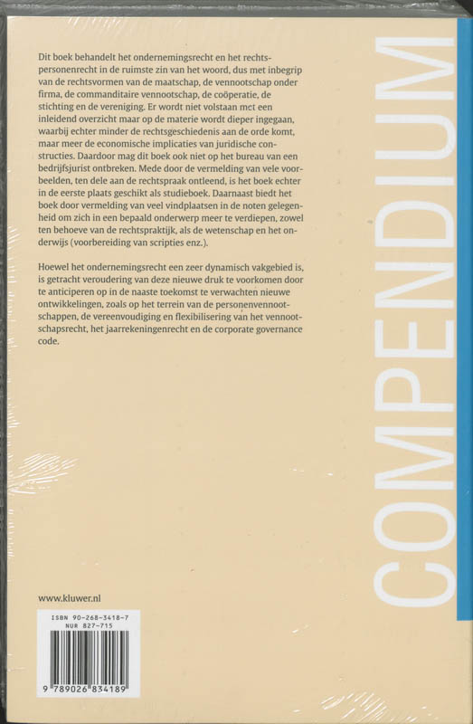 Achterkant van Compendium van het ondernemingsrecht